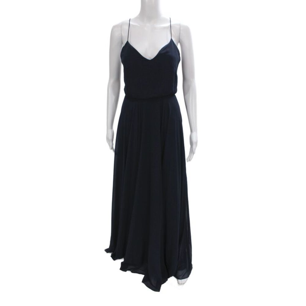 Jenny Yoo Collection Clothing Womens Blue V-Neck Sleeveless Long Dress Size 0X
